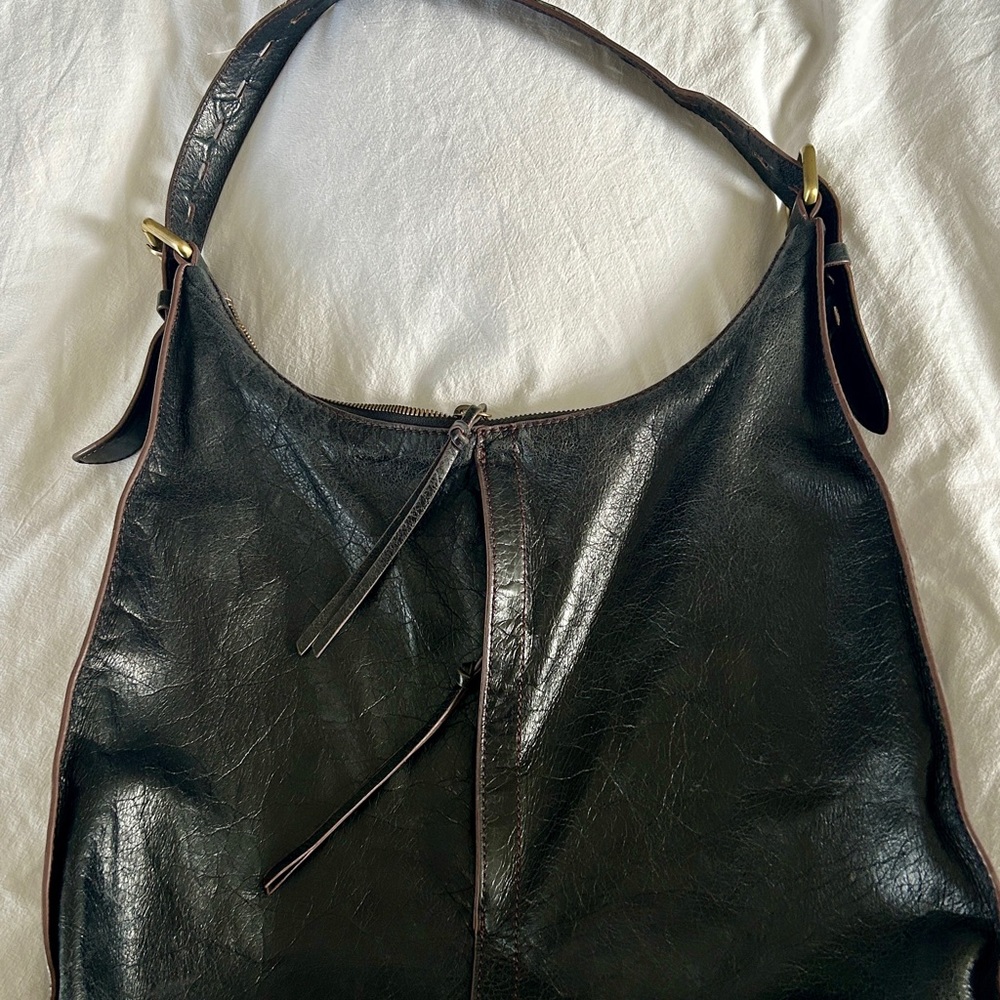 Bag by HOBO brand , supple black leather, beautiful rich black patina.